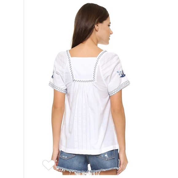 Madewell Embroidered Alma Peasant top S - Picture 2 of 5